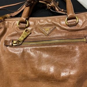 Prada vintage brown leather tote.